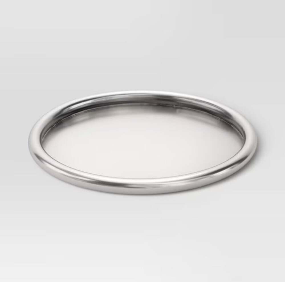 Decorative Metal Tray 16-Inch Round , 16 X 16 X 1 in, Silver